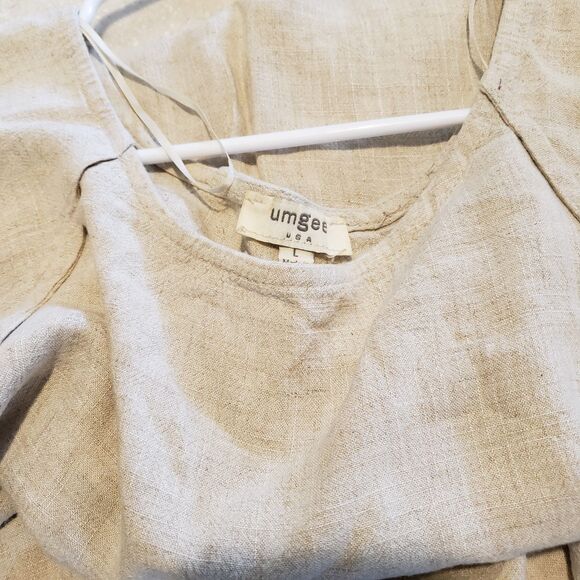 Umgee L High Low Dress Women’s Sz L Gauzy Raw Hem Midi High Low Shift Pockets - Picture 2 of 9